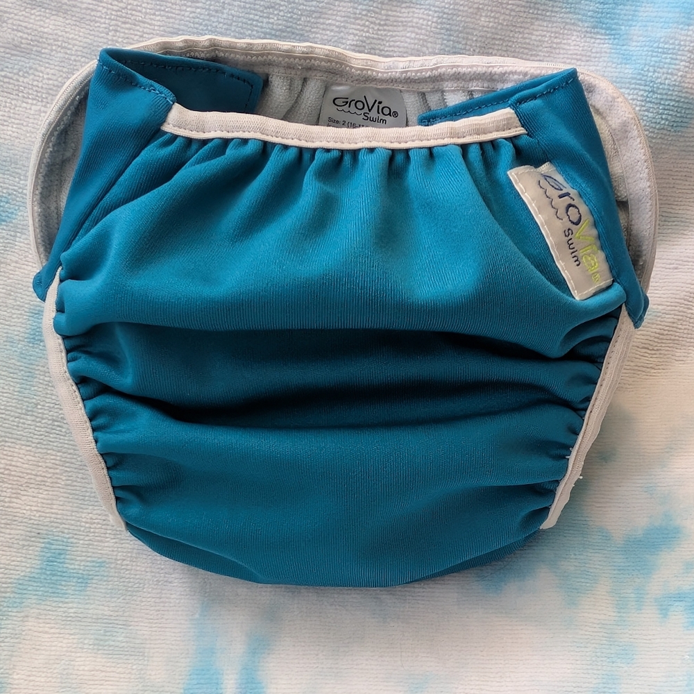 GroVia Size 2 Swim Diaper- Abalone (Teal)
